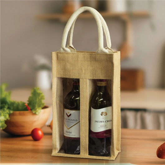 Window Jute Double Wine Carriers Lifestyle